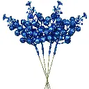 DearHouse 16 Pack Christmas Glitter Berries Stems, 7.8Inch Artificial Christmas Picks for Christmas Tree Ornaments, DIY Xmas Wreath, Crafts, Holiday and Home Decor (Dark Blue)