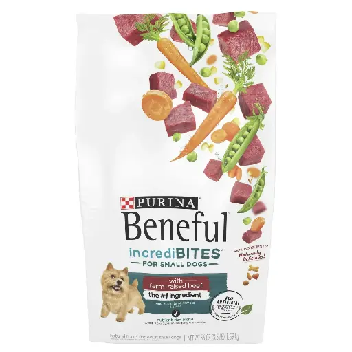 Purina Beneful Incredibites Dry Dog Food for Small Dogs, High Protein, Farm Raised Beef, 3.5 lb Bag